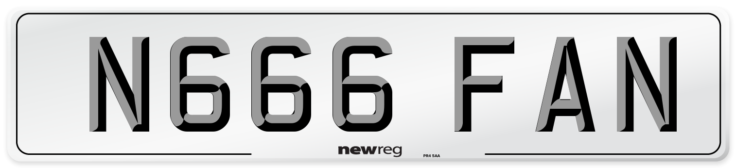 N666 FAN Number Plate from New Reg